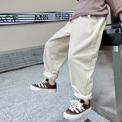 男童冬季灯芯绒加厚裤子2023新款