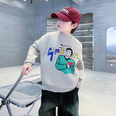 男童冬季新款加厚套头针织衫毛衣