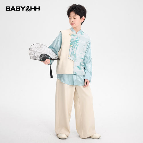 新中式拼接水墨国风马甲汉服唐装