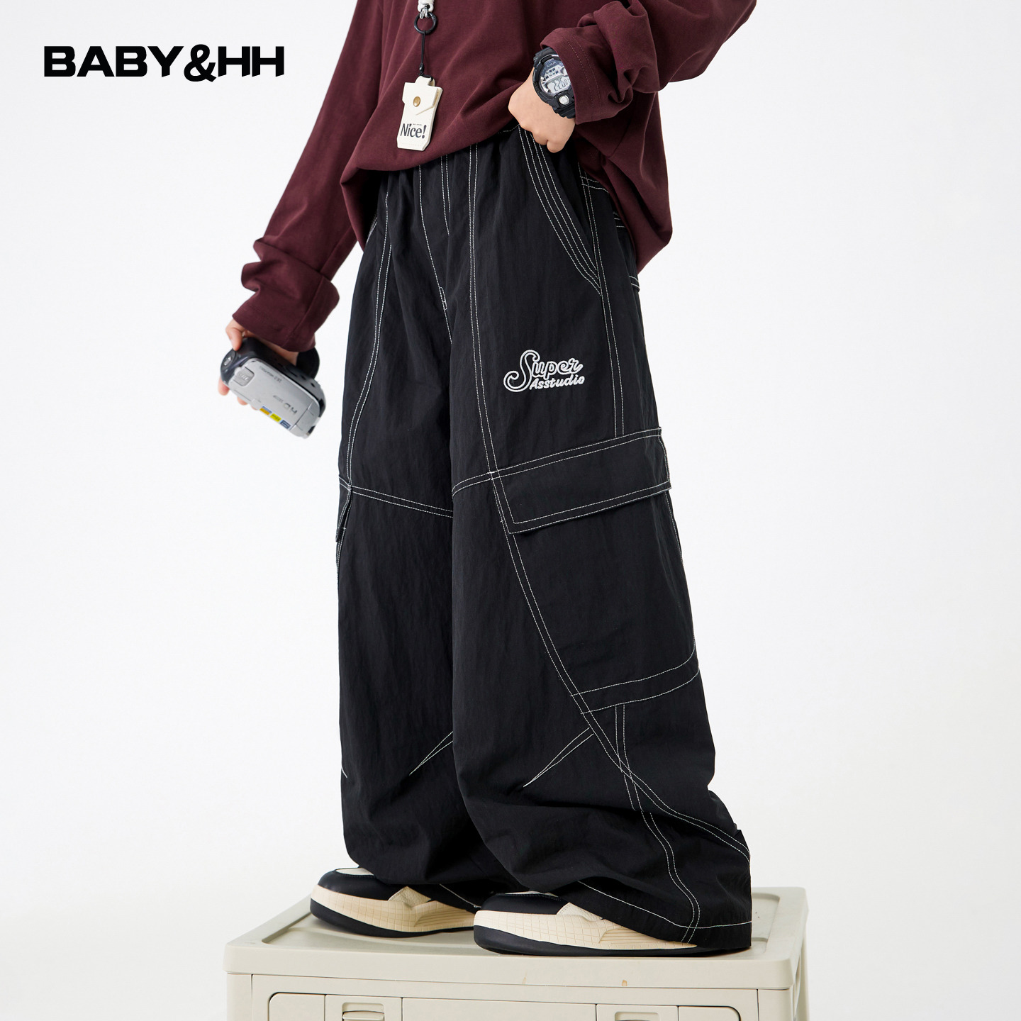 潮牌户外运动防风直筒工装冲锋裤