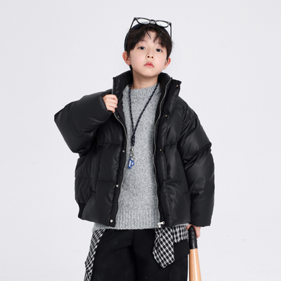 男童冬装短款防水免洗面包羽绒服