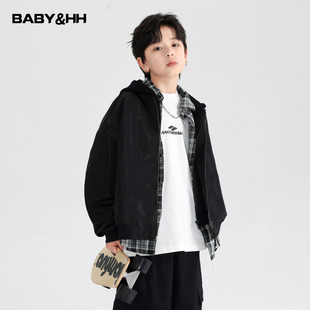 男童春秋假两件连帽棒球服外套2026新款青少年儿童防水运动夹克潮