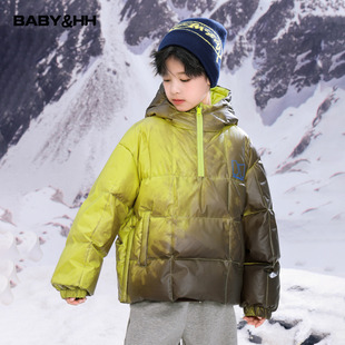 男童冬装温变半拉链羽绒服爆款2025新款青少年儿童变色防寒厚外套