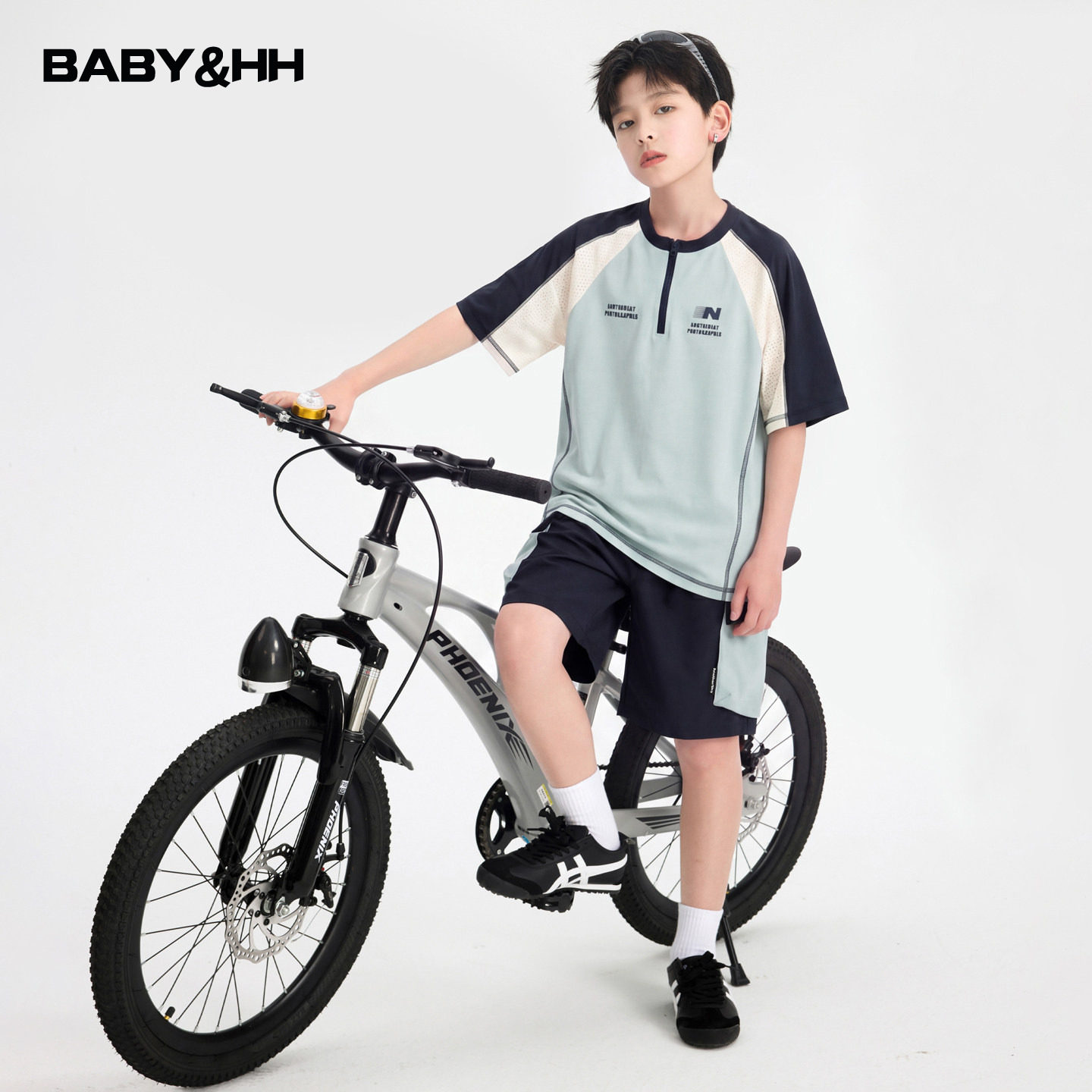 男童夏季运动速干网眼透气短袖套装2026新款儿童男孩冰丝骑行衣服