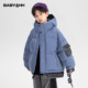 男童冬装 镭射牛仔拼接防寒面包羽绒服2025新款 青少年儿童防水外套
