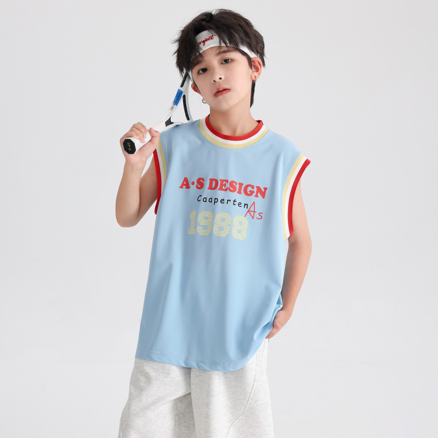 户外撞色冰丝运动无袖坎肩T恤潮