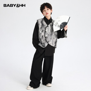 男童春季中式日常长袖汉服套装2026新款儿童国风演出服唐装三件套