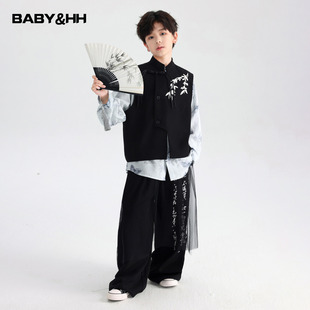 男童秋冬高端长袖日常汉服套装2026新款儿童新中式国风唐装三件套