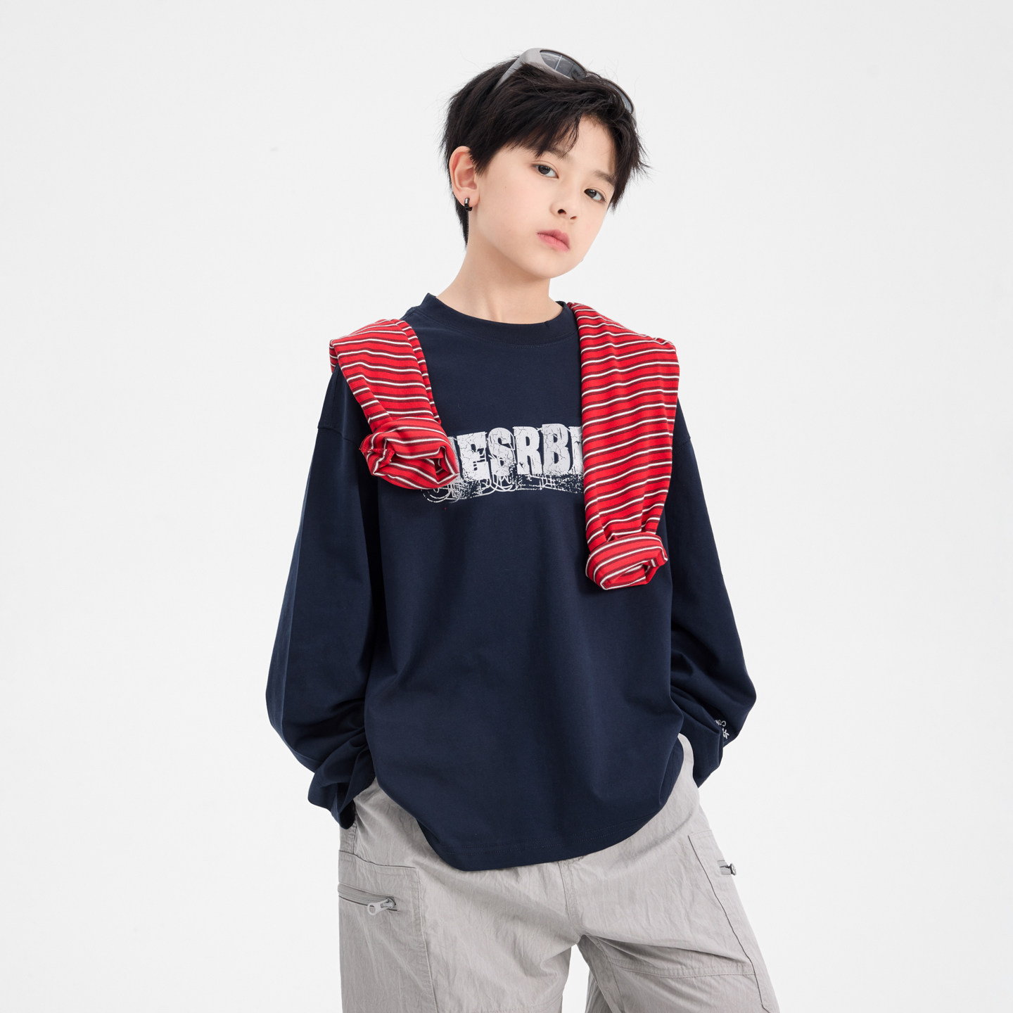 男童春季潮酷复古运动长袖t恤2026新款青少年儿童春秋宽松薄上衣,童装/婴儿装/亲子装,T恤,淘宝优惠券,粉丝福利购,淘宝优惠卷