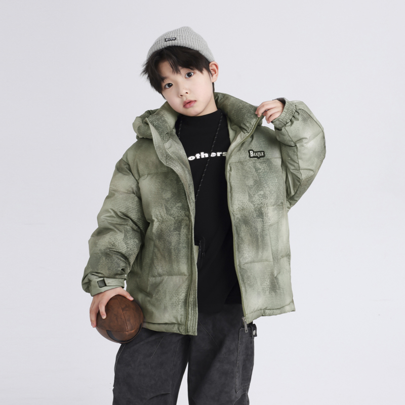 男童冬季扎染加厚防风免洗羽绒服