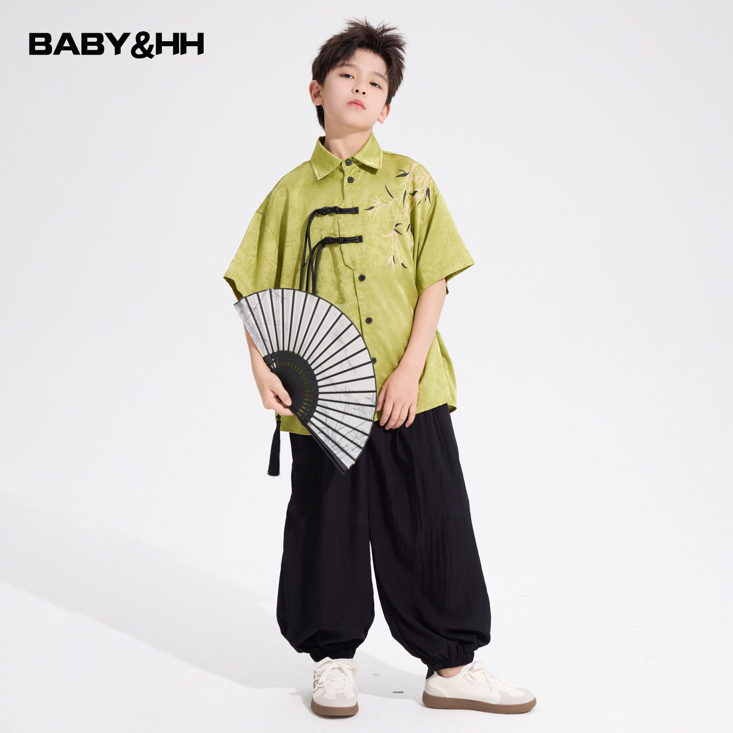 中式国风演出服短袖衬衫汉服套装图片