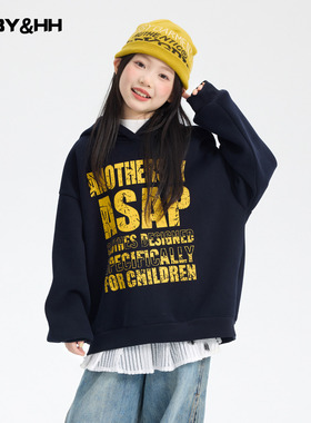 女童秋冬时髦加厚一体绒连帽卫衣2025新款儿童超好看运动保暖上衣