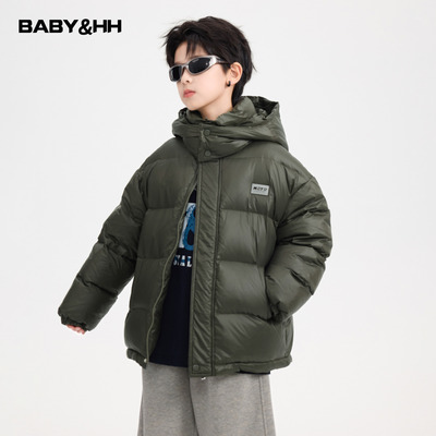 90安心绒防水短款面包连帽羽绒服