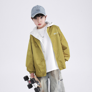 男童春秋潮酷假两件棒球服外套2026新款儿童男孩春装运动连帽夹克