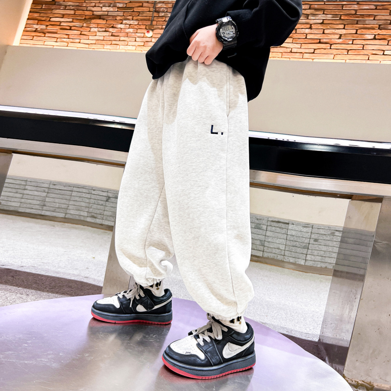 男童冬季韩系加绒宽松运动厚卫裤