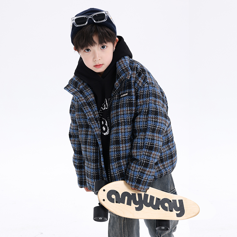 男童冬季潮牌加厚毛呢面包羽绒服