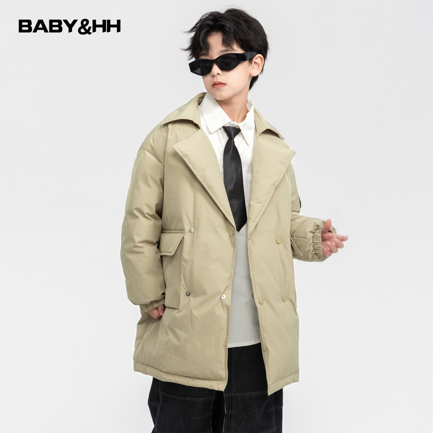 90安心绒中长款风衣工装羽绒服潮