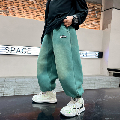 男童冬季一体绒加厚卫裤2023新款