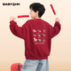 男童冬季 马年红色加绒半高领卫衣2026新款 青少年儿童新年加厚上衣