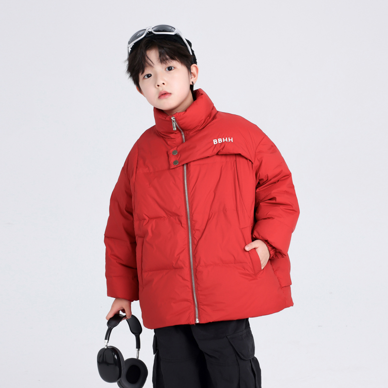 男童设计感防水免洗立领羽绒服潮