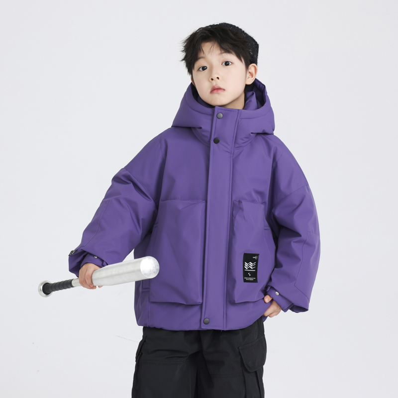 男童冬季背带式冲锋衣运动羽绒服