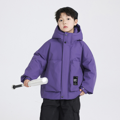 男童冬季背带式冲锋衣运动羽绒服