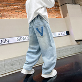 裤 男童早秋款 儿童男孩春秋帅气薄款 2026新款 子 韩范直筒宽松牛仔裤