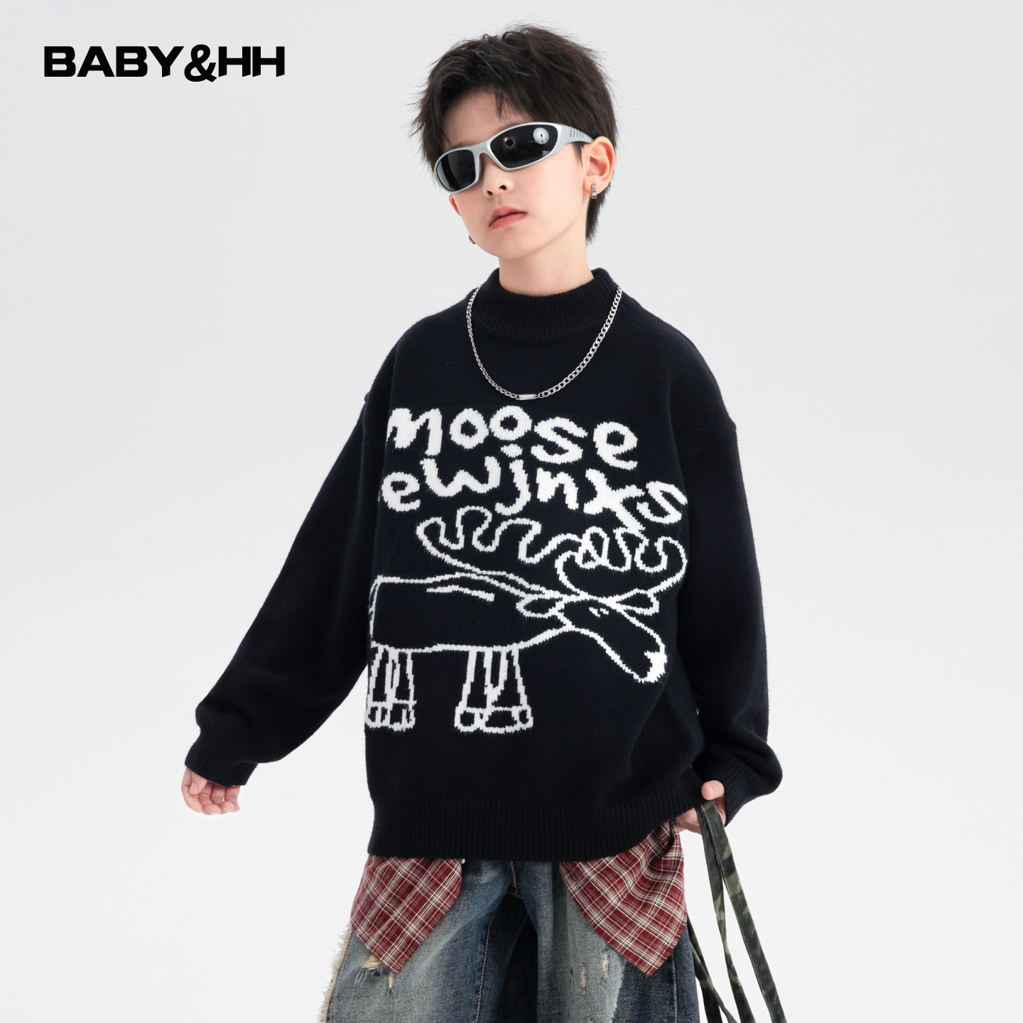 卡通半高领加厚宽松内搭毛线衣