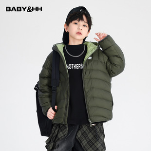 男童秋冬装撞色90安心绒加厚羽绒服2025新款学生儿童保暖防风外套