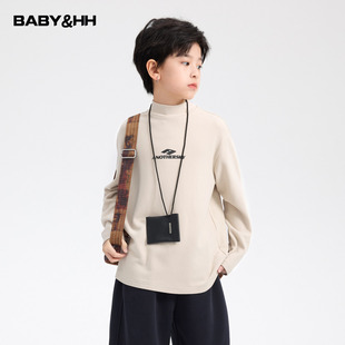 男童秋冬季保暖双面德绒半高领打底衫2025新款儿童内搭长袖t恤潮