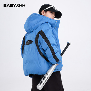 男童冬装撞色高充绒工装面包羽绒服2025新款儿童男孩运动防寒外套