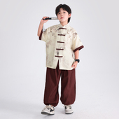 高级演出服唐装 男童夏季 2025新款 儿童新中式 国风日常短袖 汉服套装