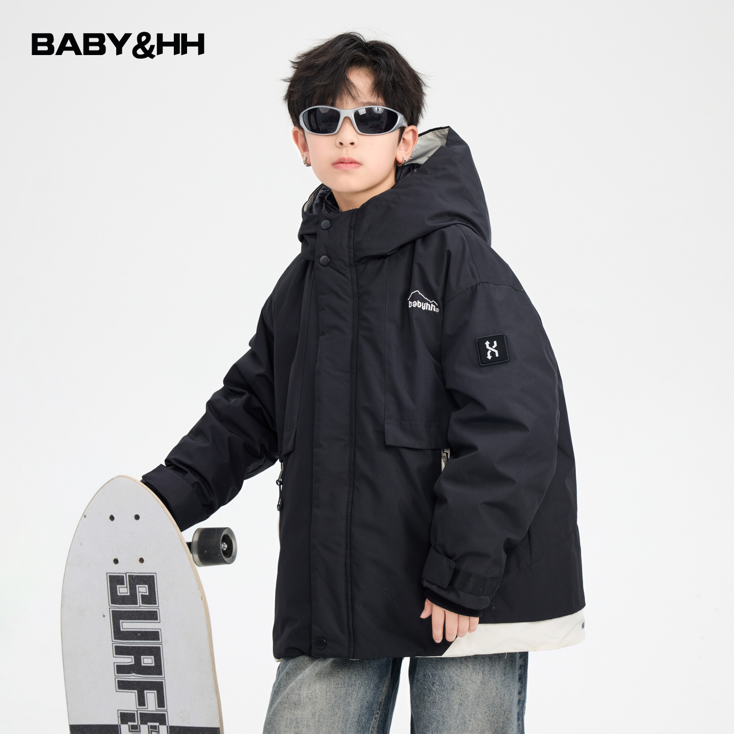 90白鸭绒假两件免洗冲锋衣羽绒服