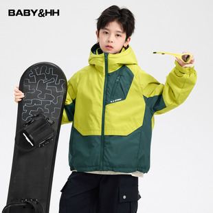 男童冬季 儿童运动防水加厚外套 多巴胺户外连帽冲锋衣棉服2026新款