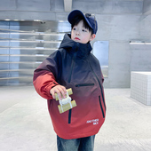 加厚棉服 儿童冬季 男童秋冬渐变机能风工装 冲锋衣夹棉外套2026新款