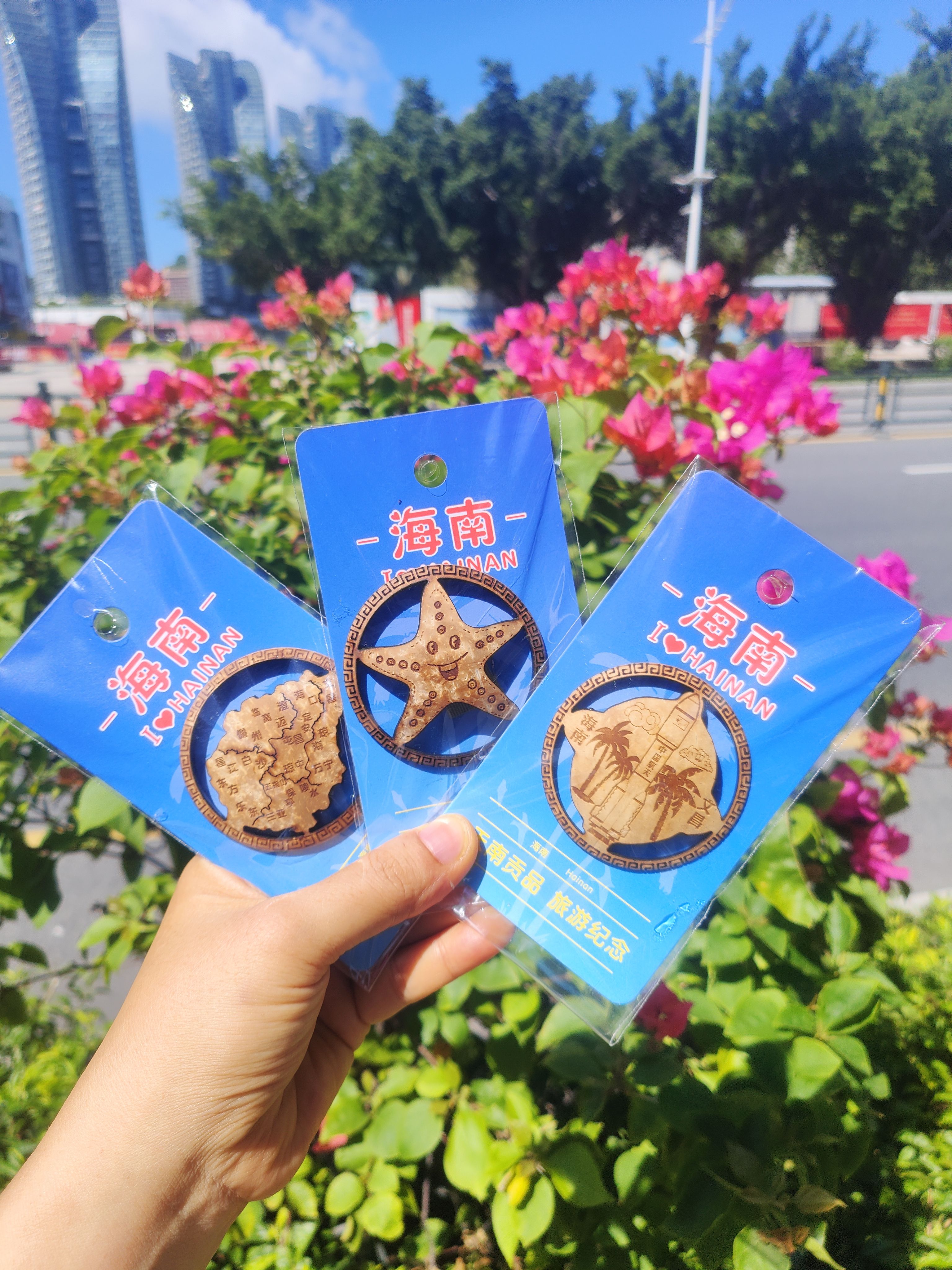 海南椰雕镂空创意冰箱贴留言贴文昌航天火箭支持企业商家定制