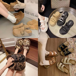 休闲外穿爆款 撤柜 冬季 圆头豹纹棉鞋 1号 气质毛毛鞋 YLF女鞋