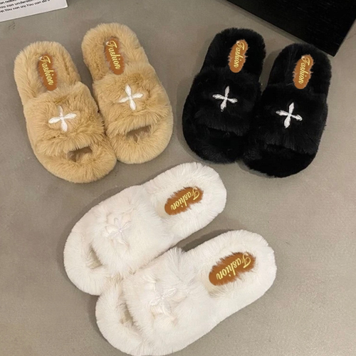 2025秋冬新款1801毛绒居家棉拖鞋外穿毛毛拖