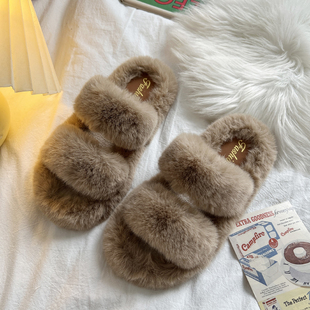 2025秋冬新款298双带居家棉拖鞋外穿毛毛拖