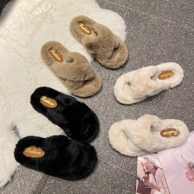 2025秋冬新款896交叉居家棉拖鞋外穿毛毛拖,女鞋,一字拖,淘宝优惠券,粉丝福利购,淘宝优惠卷