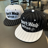 棒球帽春秋高街条纹板帽嘻哈帽夏季 美式 平沿帽子男女款 防晒遮阳帽