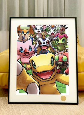 数码宝贝成长期Digimon亚古兽加布兽巴达太一大和数码暴龙装饰画