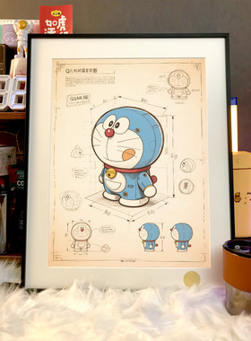 星空《哆啦A梦设计稿》Doraemon叮当猫大雄动漫二次元装饰画