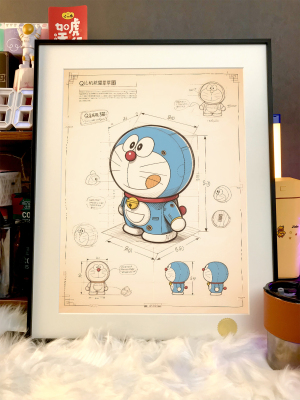 星空《哆啦A梦设计稿》Doraemon叮当猫大雄动漫二次元装饰画