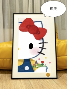 星空《油画kitty》Hello Kitty凯蒂猫堤提猫吉蒂猫三丽鸥装饰画