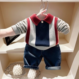 儿童毛衣秋冬新品宝宝秋季衣服男童外搭polo衫帅气韩版小男孩内搭