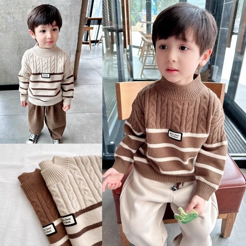 尚佰琦日韩冬季男晴纶条纹毛线衣