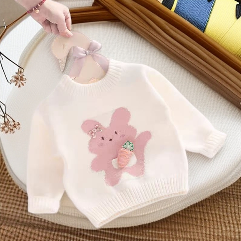 女童针织衫冬季加厚宝宝洋气打底衣服内搭婴儿童毛衣加绒保暖爆款