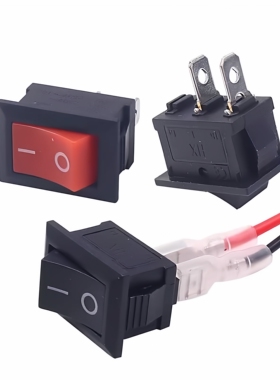 船型开关KCD101红色黑色2脚铜脚翘板电源开关250V