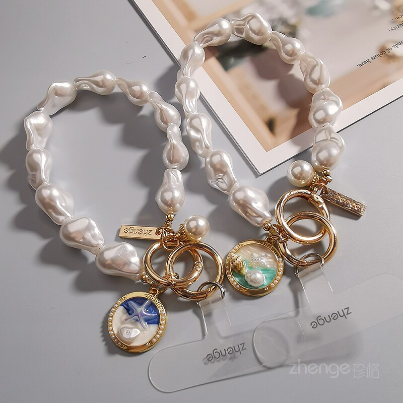 原创巴洛克珍珠手机链挂件结实耐用精致高级感防丢摔手腕挂绳饰品